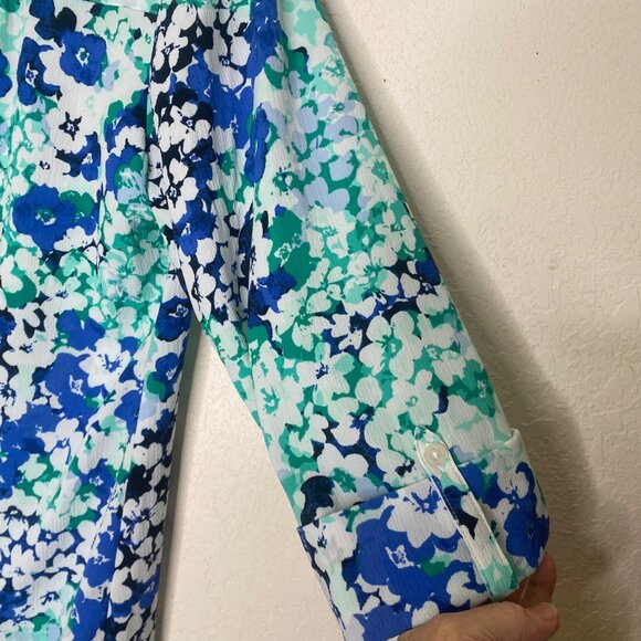 Croft & Barrow Womens Floral Print‎ Stretch Blouse XL 3/4 Sleeve Button Front - Picture 7 of 11